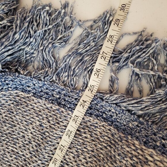 Lucky Brand Small Open Cardigan Blue Striped Knit‎ Textured Longline Fringe - Picture 6 of 12